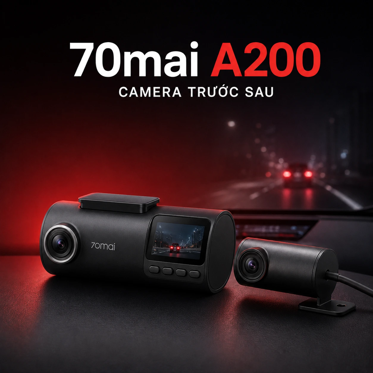 Camera trước sau 70mai A200 – Ghi hình 2 kênh 1080p